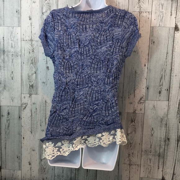 INC Asymmetrical Pointelle-Knit Lace-Hem Large - Picture 2 of 7